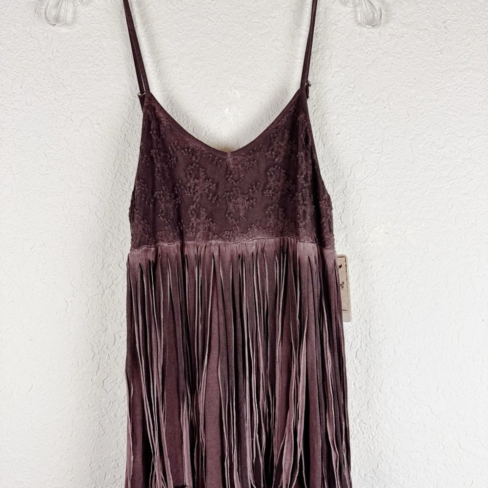 Cowgirl Hardware Brown Lace and Fringe Tank Top Size Medium NWT